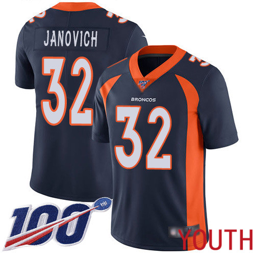 Youth Denver Broncos 32 Andy Janovich Navy Blue Alternate Vapor Untouchable Limited Player 100th Season Football NFL Jersey